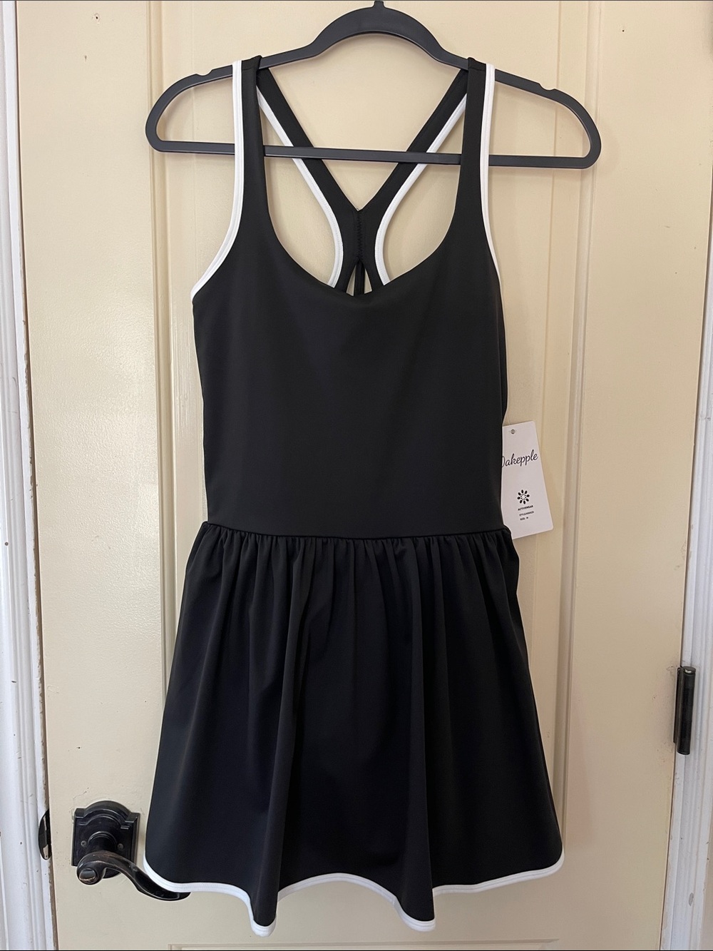 Black Swim Dress with White Trim
